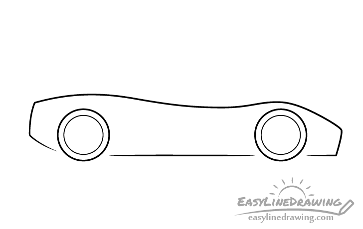 Sports car body bottom drawing