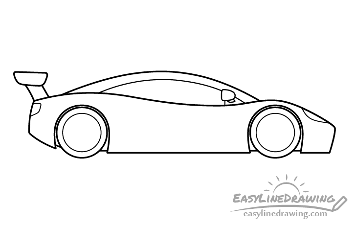 Sports car head and tail lights drawing