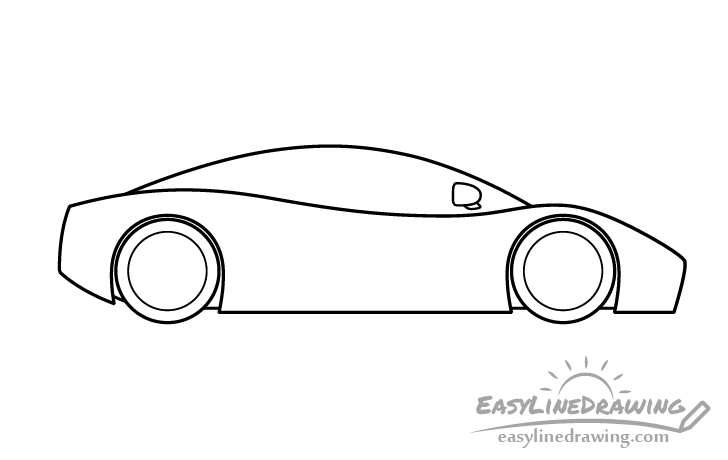 Sports car rear view mirror drawing