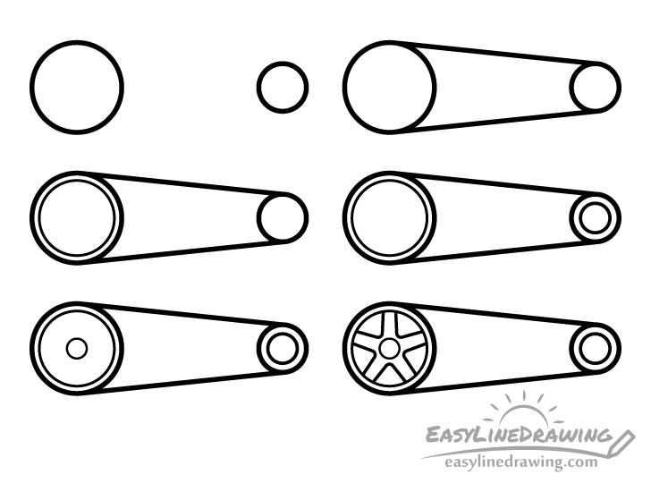 bicycle chain drawing step by step