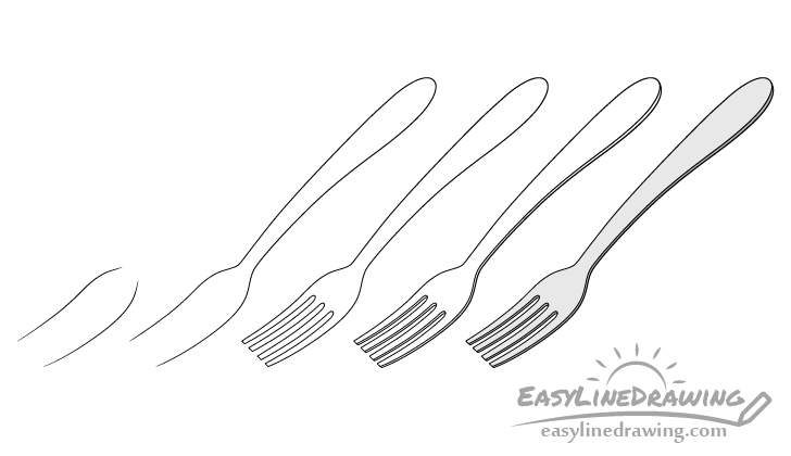 Fork drawing step by step
