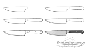 How to Draw a Knife Step by Step - EasyLineDrawing
