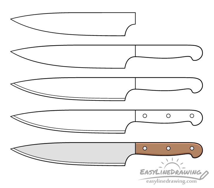 Knife drawing step by step