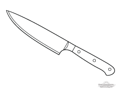 Line art preview of a simple knife coloring page printable