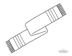 Line art preview of a simple scarf coloring page printable
